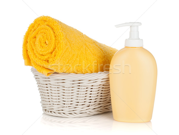 Shampoo fles Geel handdoek geïsoleerd witte Stockfoto © karandaev