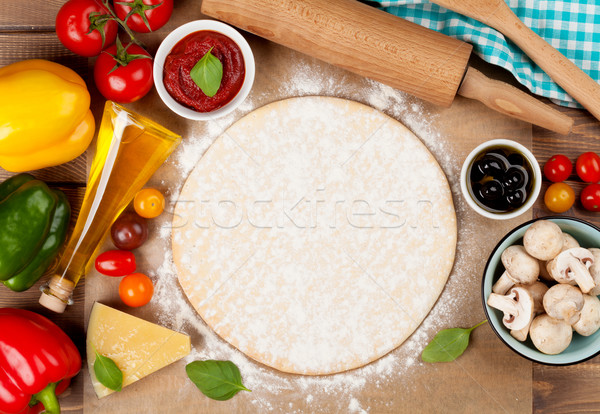 Pizza cuisson ingrédients légumes épices haut [[stock_photo]] © karandaev