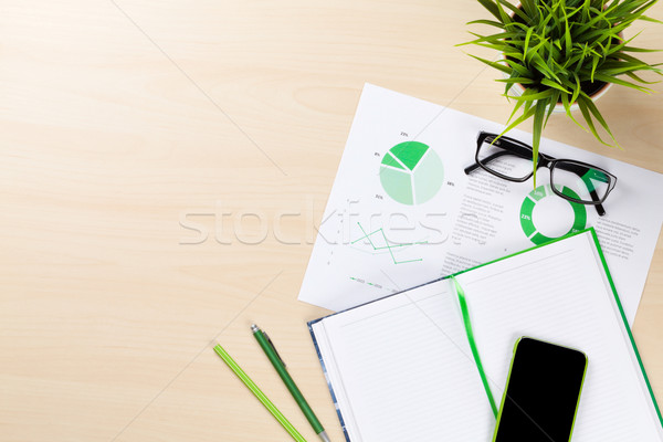 Zdjęcia stock: Wykresy · roślin · telefonu · pracy · notatnika