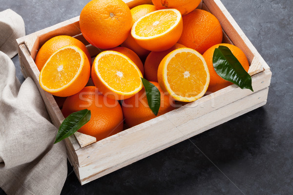 Vers oranje vruchten vak houten steen Stockfoto © karandaev