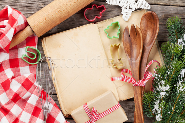 Cook book and utensils Stock photo © karandaev
