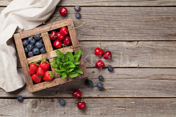 Fresh summer berries box Stock photo © karandaev