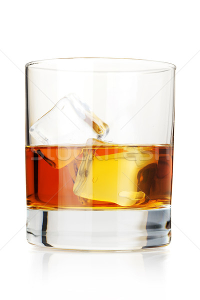 Whiskey Eiswürfel isoliert weiß Party Glas Stock foto © karandaev