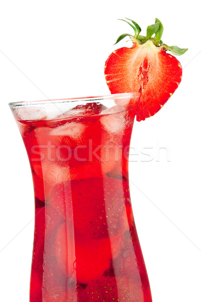 Stockfoto: Aardbei · cocktail · ijs · geïsoleerd · witte