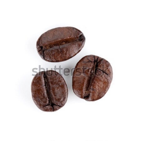 Foto stock: Três · grãos · de · café · isolado · branco · comida