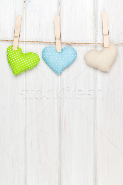 Valentines day toy hearts hanging on rope Stock photo © karandaev