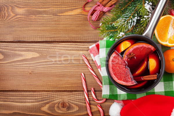 Noël vin table en bois espace de copie alimentaire Photo stock © karandaev