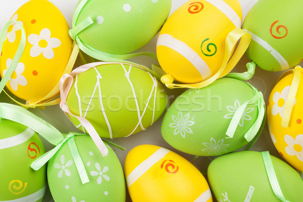 Colorido huevos de Pascua primer plano tarjeta de felicitación Pascua primavera Foto stock © karandaev