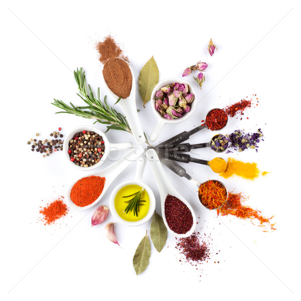 Fűszer gyógynövények fűszerek izolált fehér levél Stock fotó © karandaev