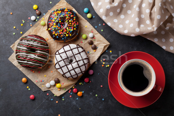 Donuts and coffee Stock photo © karandaev