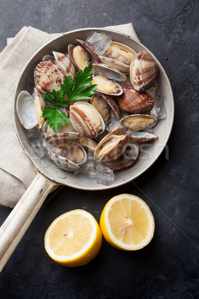 Fresh seafood. Scallops Stock photo © karandaev