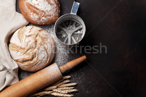 Various crusty bread and buns Stock photo © karandaev