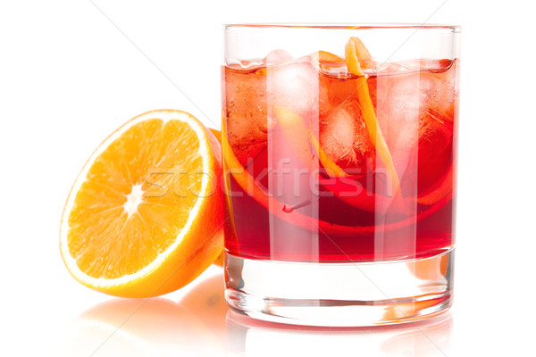 Stock photo: Alcohol cocktail collection - Negroni with orange