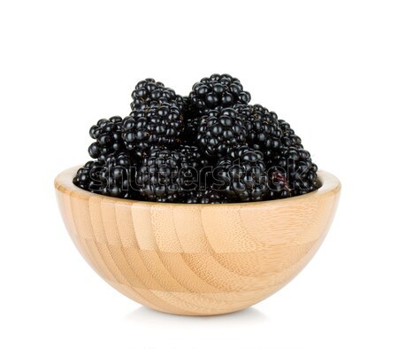 Stock photo: Blackberry in wooden bowl