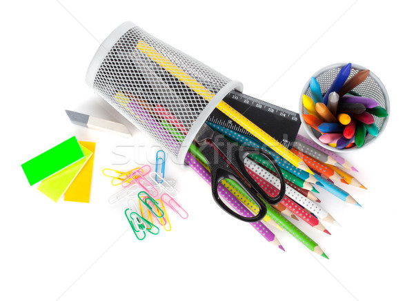 Various colorful pencils and office tools Stock photo © karandaev