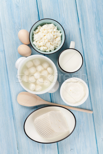 Milchprodukte Sauerrahm Milch Käse Ei Joghurt Stock foto © karandaev