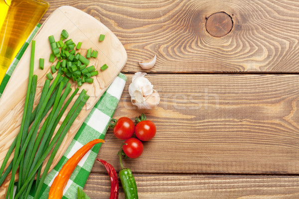 Cooking ingredients on wooden table Stock photo © karandaev