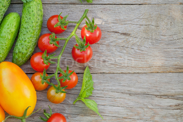 Fresco maduro legumes ervas jardim tabela Foto stock © karandaev