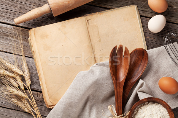 Bağbozumu kitap malzemeler pişirme Stok fotoğraf © karandaev