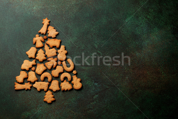 Stockfoto: Peperkoek · cookies · kerstboom · vorm · top