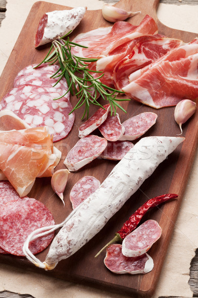Salami, ham, sausage, prosciutto Stock photo © karandaev