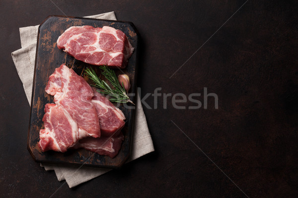 Raw pork meat cooking Stock photo © karandaev