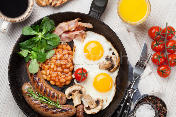 английский завтрак жареный яйца бекон Сток-фото © karandaev