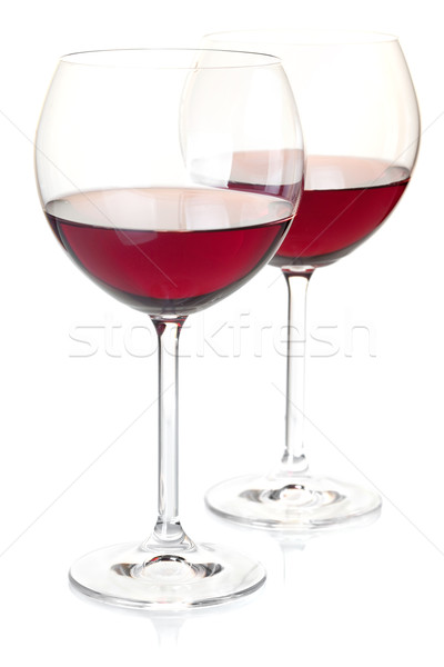 [[stock_photo]]: Vin · rouge · verres · vin · ensemble · isolé · blanche