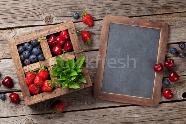 Fresh summer berries box Stock photo © karandaev