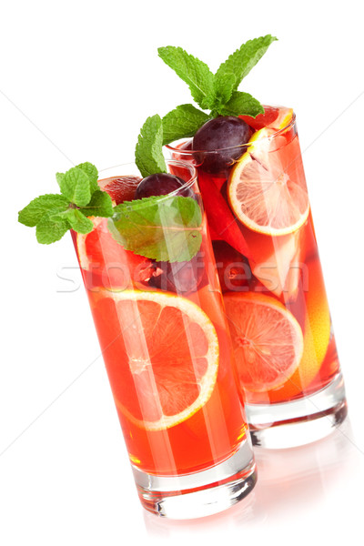 Stock photo: Cocktail collection: Refreshing fruit sangria (punch)