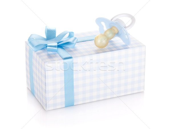 Caixa de presente chupeta pequeno menino isolado branco Foto stock © karandaev