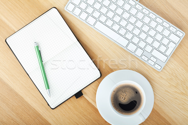 Office supplies, computed keyboard and coffee cup Stock photo © karandaev
