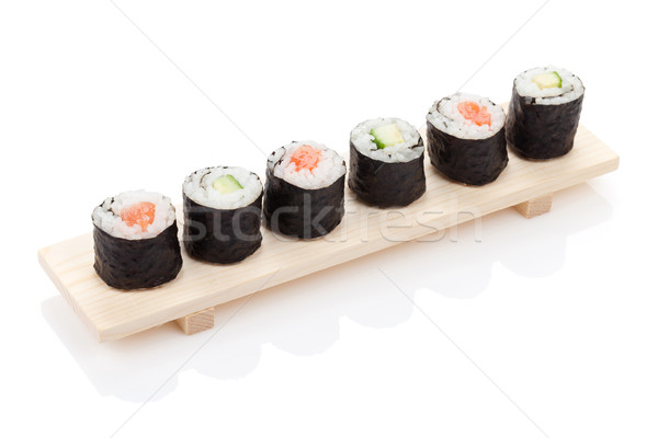 Sushi maki salmão pepino isolado branco Foto stock © karandaev