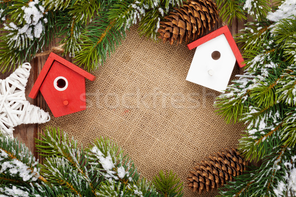 Stock photo: Christmas decor and snow fir tree