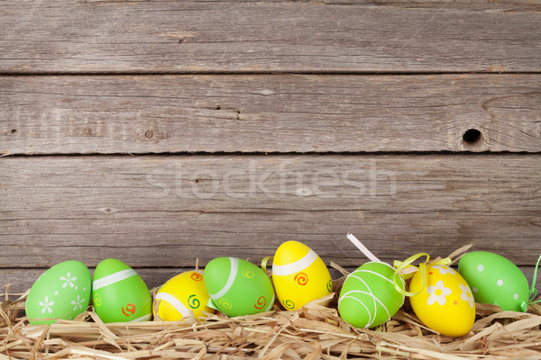 Húsvéti tojások fából készült fal űr húsvét fa Stock fotó © karandaev