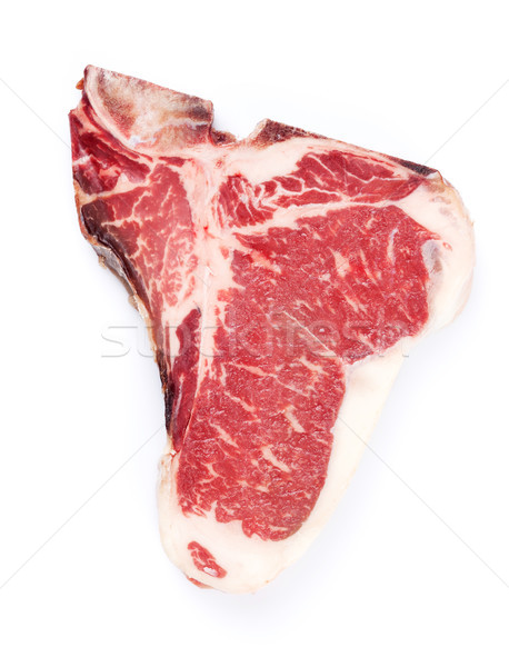 Steak brut isolé blanche haut vue Photo stock © karandaev
