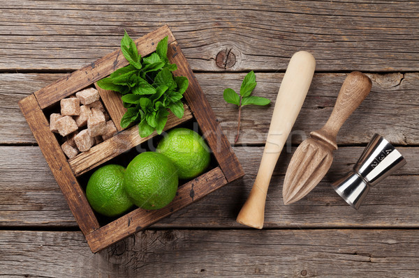 Stockfoto: Mojito · cocktail · ingrediënten · vak · bar