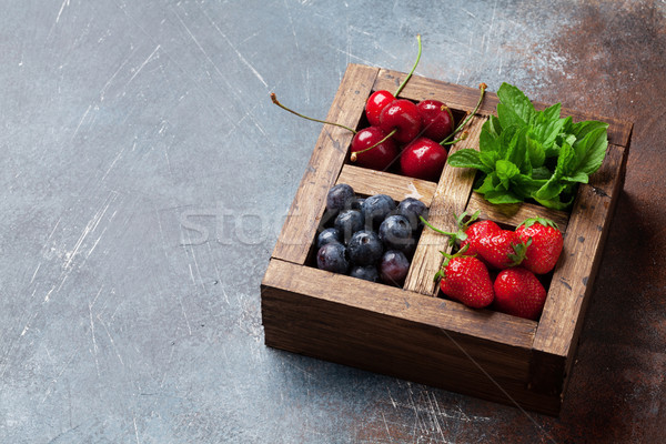 Fresh summer berries box Stock photo © karandaev
