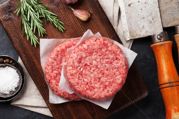 Nyers marhahús hús házi hozzávalók grill Stock fotó © karandaev