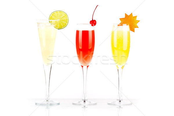 Pezsgés narancs alkohol koktélok izolált fehér Stock fotó © karandaev