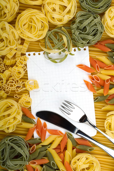 Note paper on Italian pasta background Stock photo © karandaev