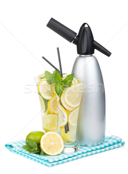 Foto stock: óculos · caseiro · limonada · isolado · branco · comida