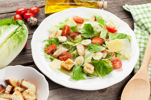 Taze sağlıklı salata ahşap masa gıda yumurta Stok fotoğraf © karandaev