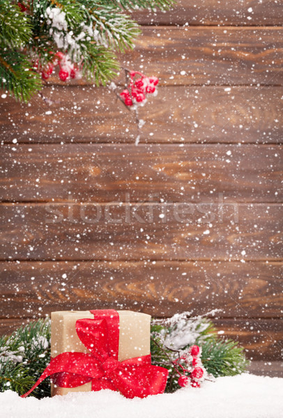 Noël carte de vœux noël arbre coffret cadeau bois [[stock_photo]] © karandaev