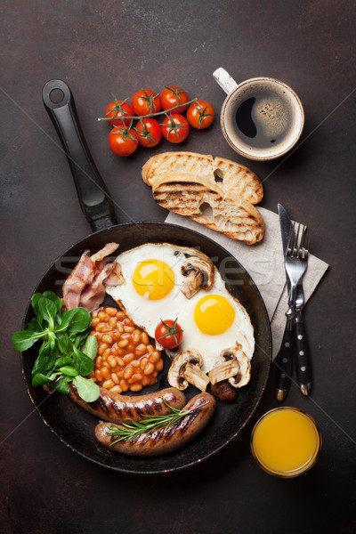 Stock fotó: Angol · reggeli · sült · tojások · kolbászok · szalonna