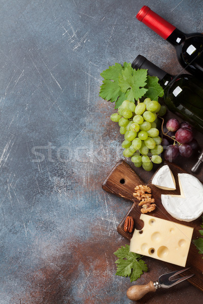 Stock photo: Wine, grape and cheese
