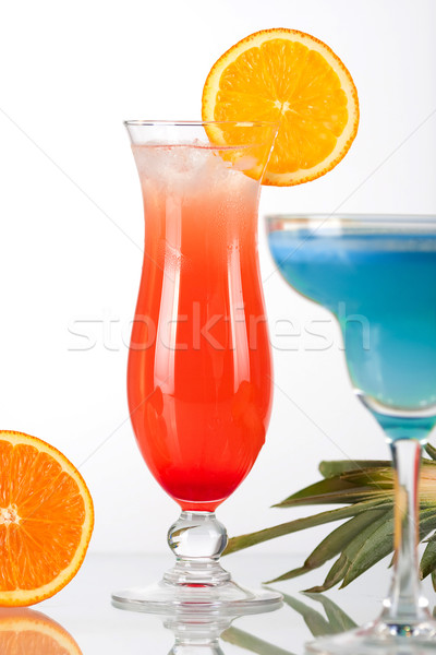 Stockfoto: Twee · tropische · cocktails · ananas · oranje · kers