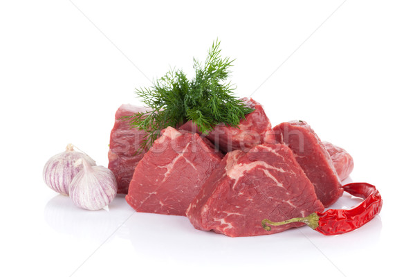 File friptură carne de vită carne condimente izolat Imagine de stoc © karandaev
