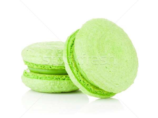 Stok fotoğraf: Yeşil · macarons · yalıtılmış · beyaz · arka · plan · renk