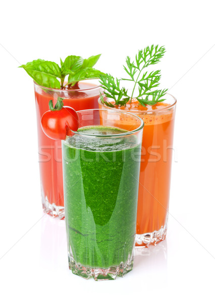 Stock photo: Fresh vegetable smoothie. Tomato, cucumber, carrot